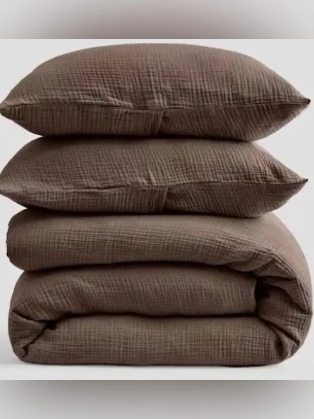 NWT Quince Organic Cotton Gauze Duvet Cover Set, King/Cal King (Espresso)